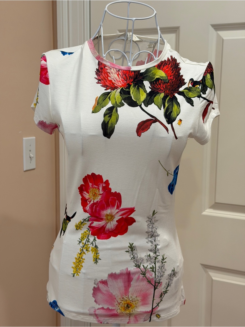 Ted Baker White Short-Sleeve Floral Print Top